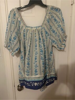 Free People Blue Floral Peasant Top - Women